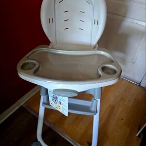 Gray and White High Chair